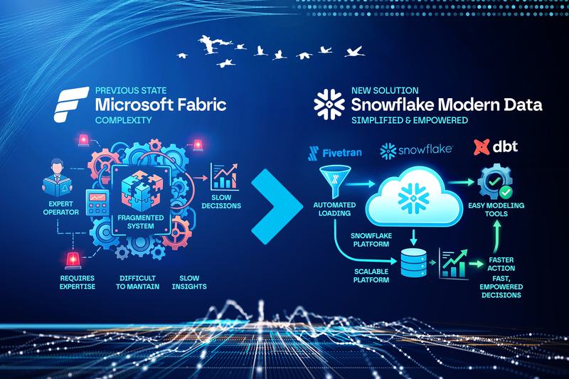 From a complex architecture to a simplified solution powered by Snowflake, dbt, and Fivetran